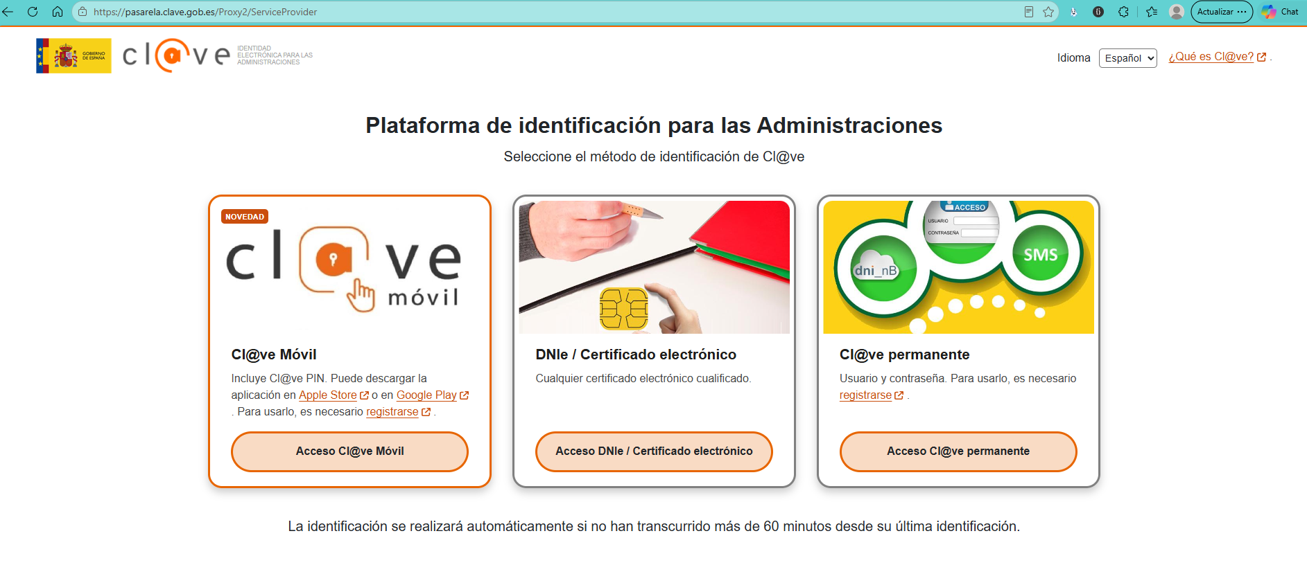 Métodos de identificación Cl@ve para acceder a SES Hospedajes