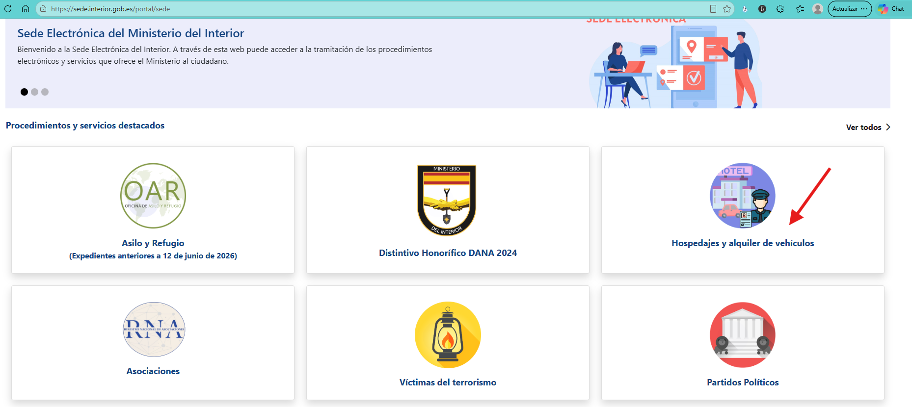 Acceso a Hospedajes en la Sede Electrónica del Ministerio del Interior