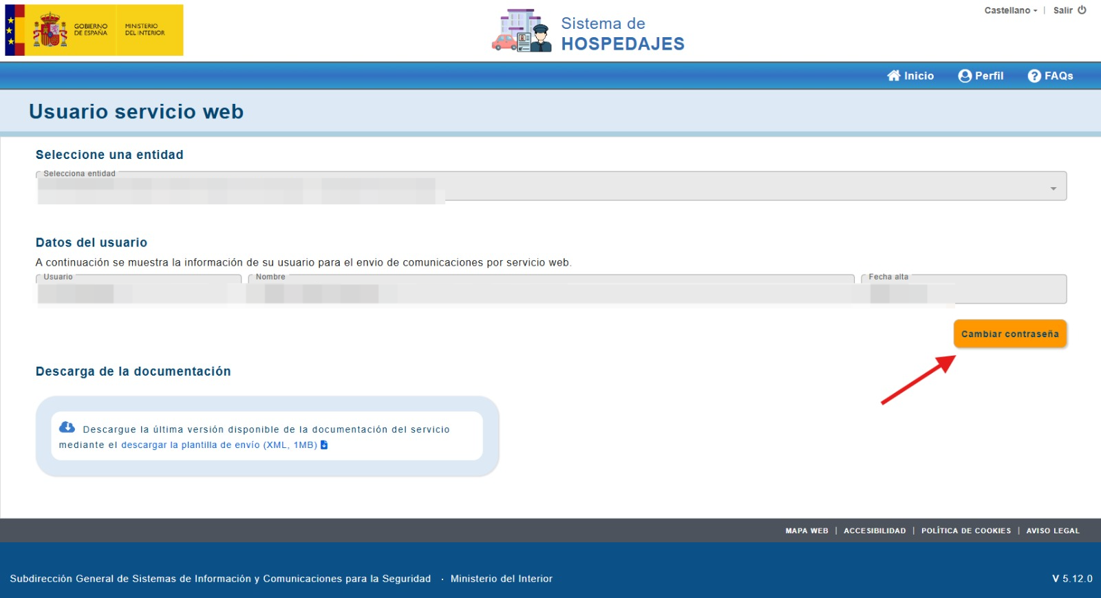Cambiar contraseña del usuario del Servicio Web de SES Hospedajes